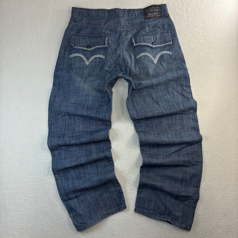 Y2K Levis 569 Loose Straight Jeans Men 36x32 Blue Faded Skater Baggy Whiskered